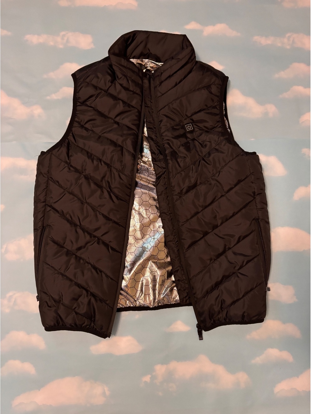 Black Heated Vest with USB Connection Size Small